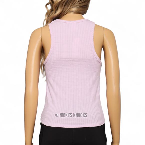 Livi by Olivia Rae Lilac Purple Ribbed Tank Top High Neck Racerback Size S - Picture 5 of 9
